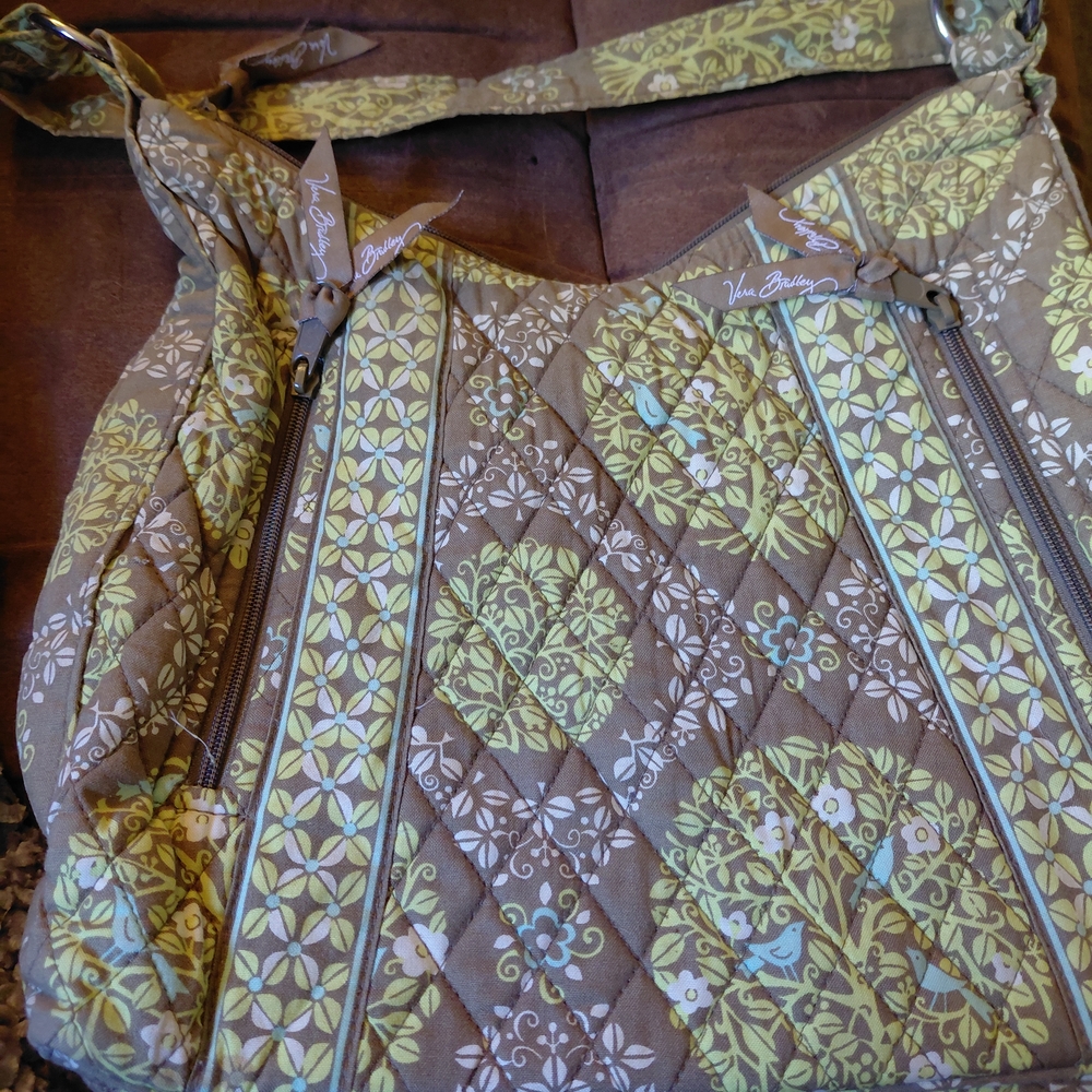 Vera Bradley Brown and Green Quilted Shoulder Bag
